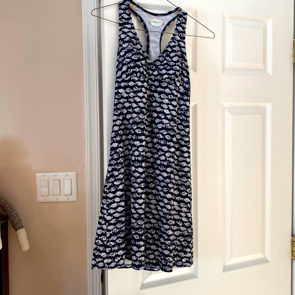 Fish pattern. Black and white. Southwind Apparel T-back dress.